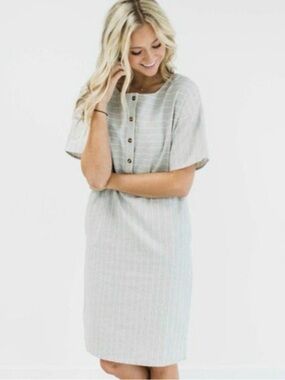 Polagram Cotton Blend Shift Dress with Pockets Lined Size Large